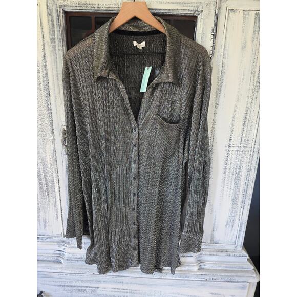Pilcro Metallic Buttondown Shirt - New 2X - Picture 4 of 4